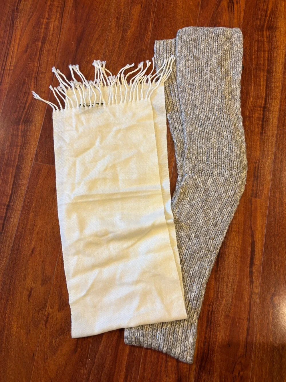Apt. 9 Cream Fringe Scarf & Gray Knit Wrap Set